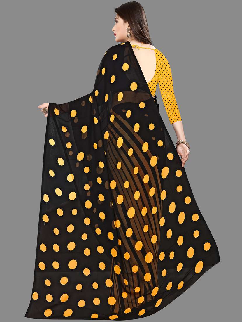 women black printed saree with blouse - 21413495 -  Standard Image - 1