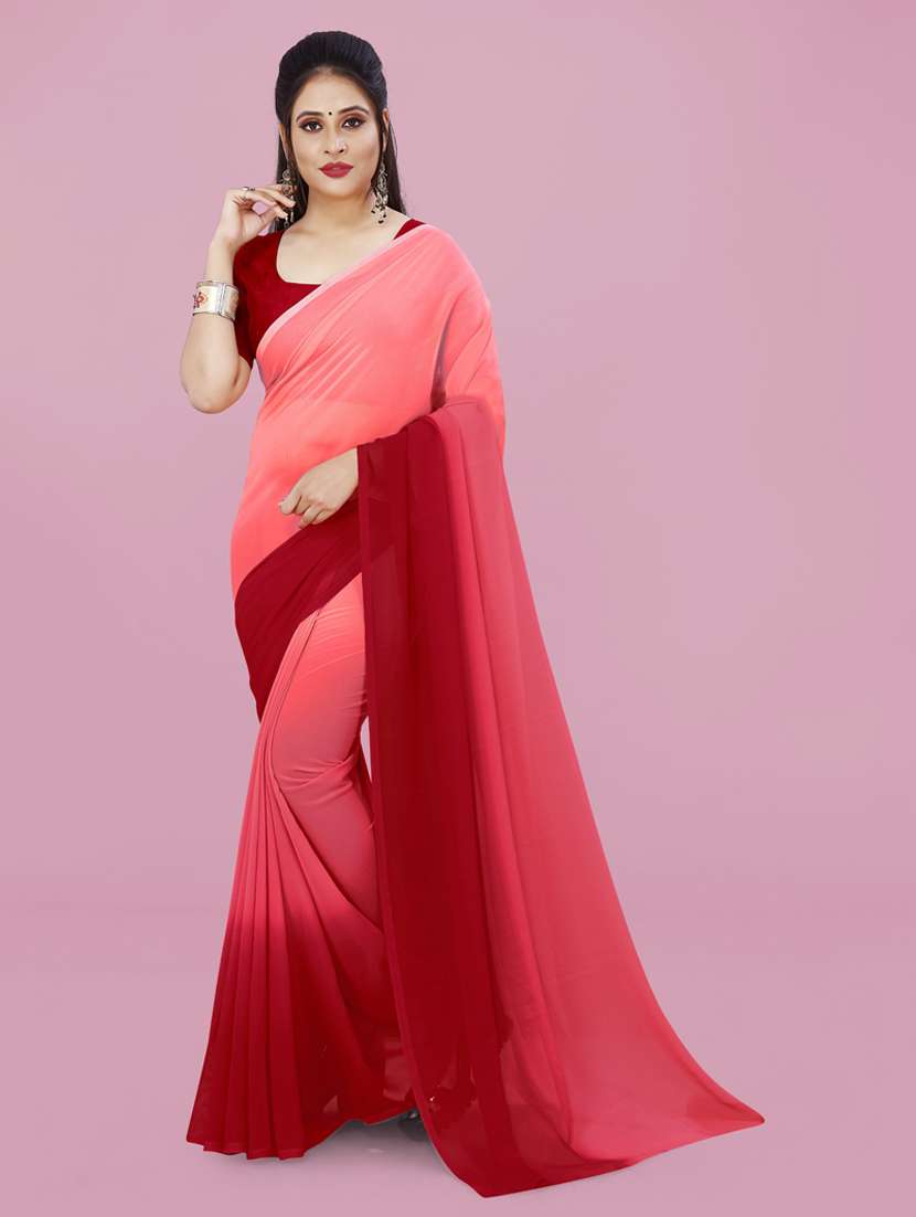 peach ombre casual wear saree  with blouse