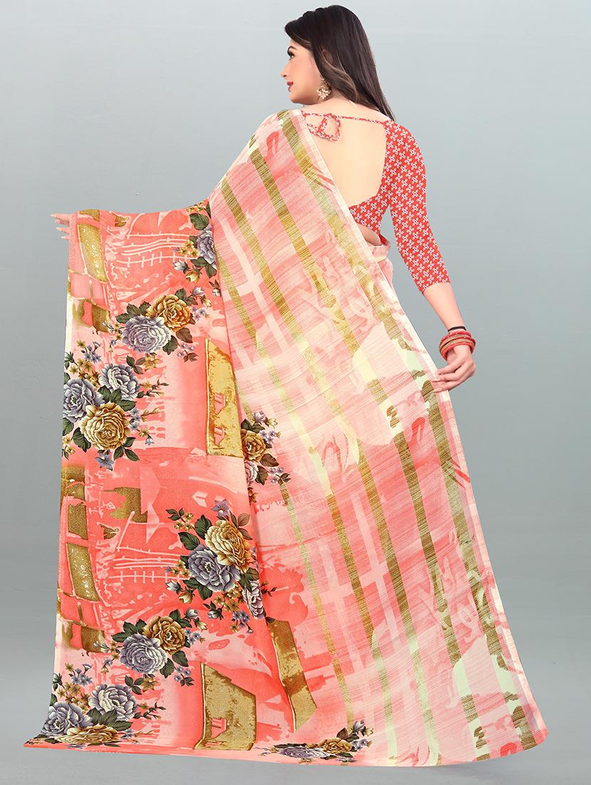 floral printed saree with blouse - 21414007 - Standard Image - 1
