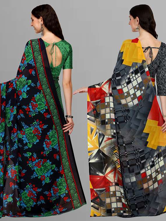 women pack of 2 printed saree with blouse - 21414149 -  Standard Image - 1