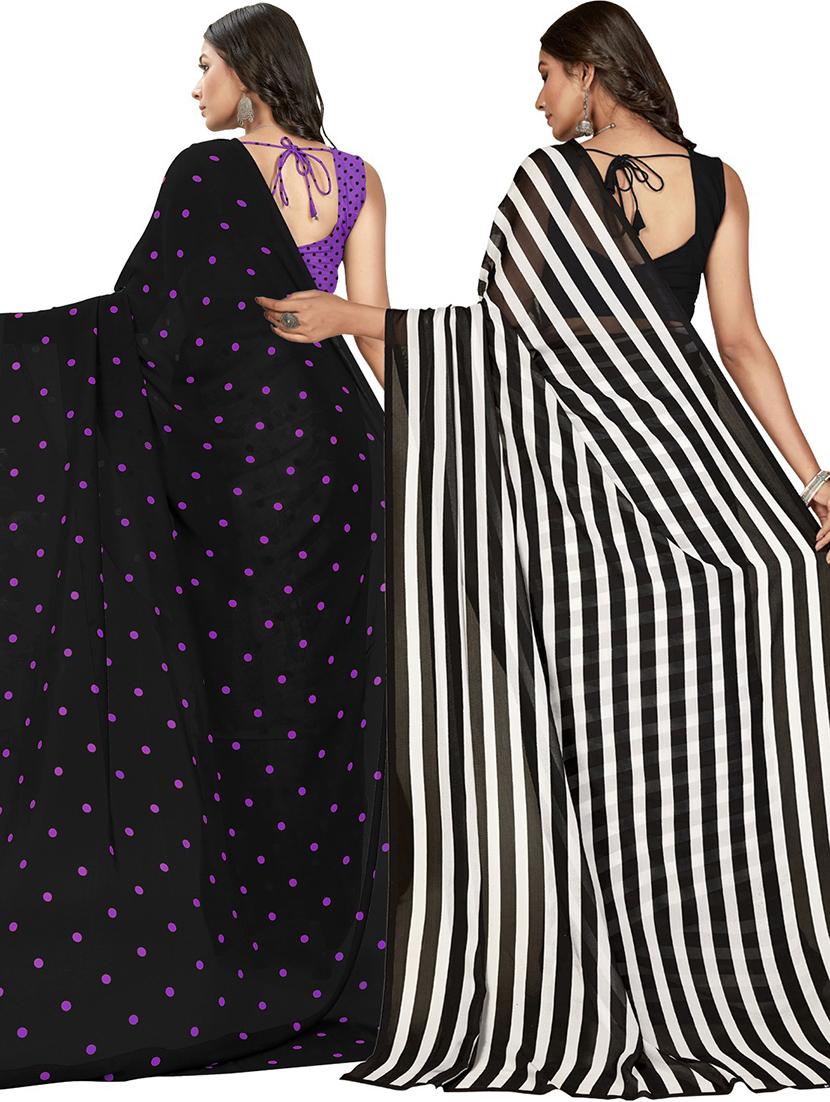 pack of 2 casual wear printed sarees with blouse - 21414160 - Standard Image - 1