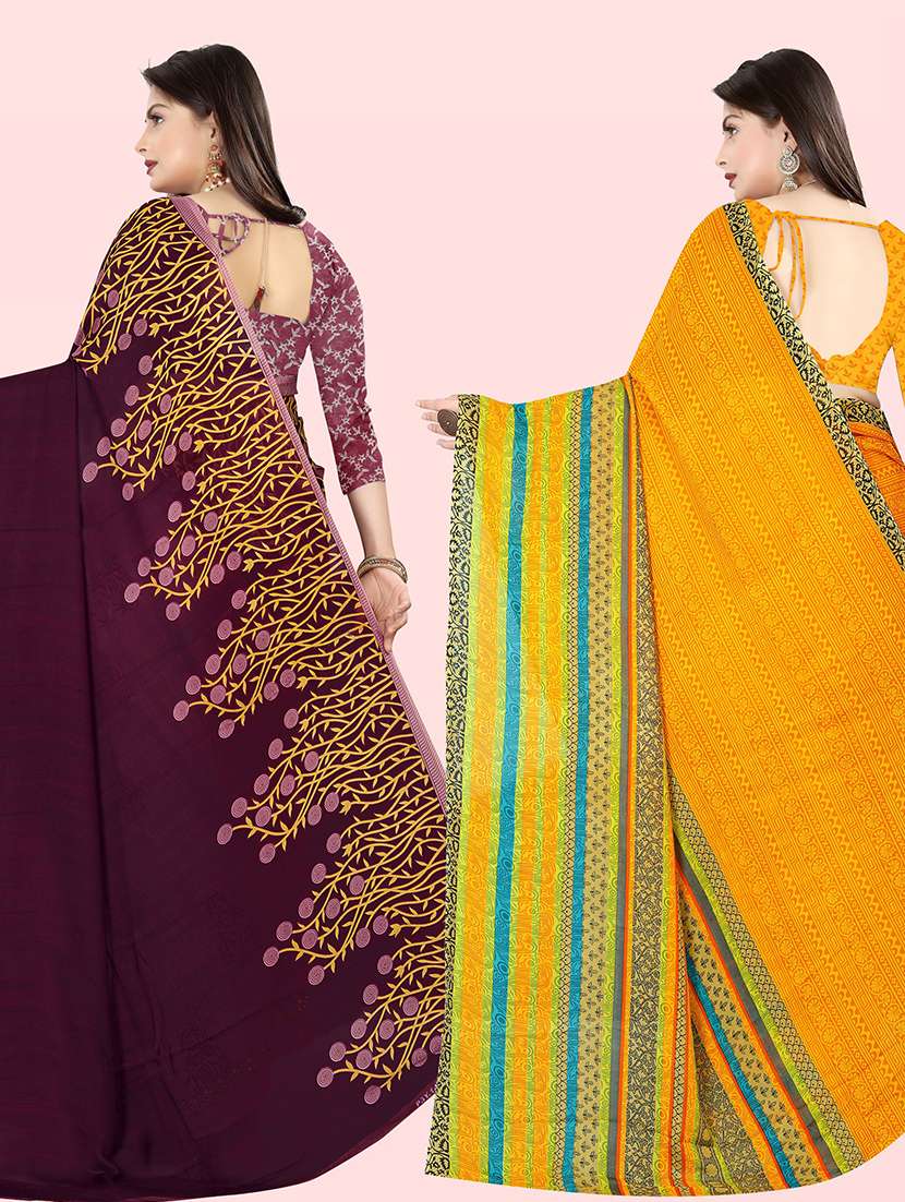 women pack of 2 casual wear combo sarees with blouse - 21414453 -  Standard Image - 1