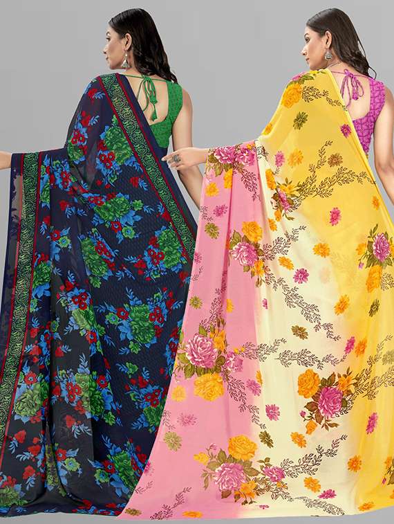 women pack of 2 casual wear combo sarees with blouse - 21414457 -  Standard Image - 1