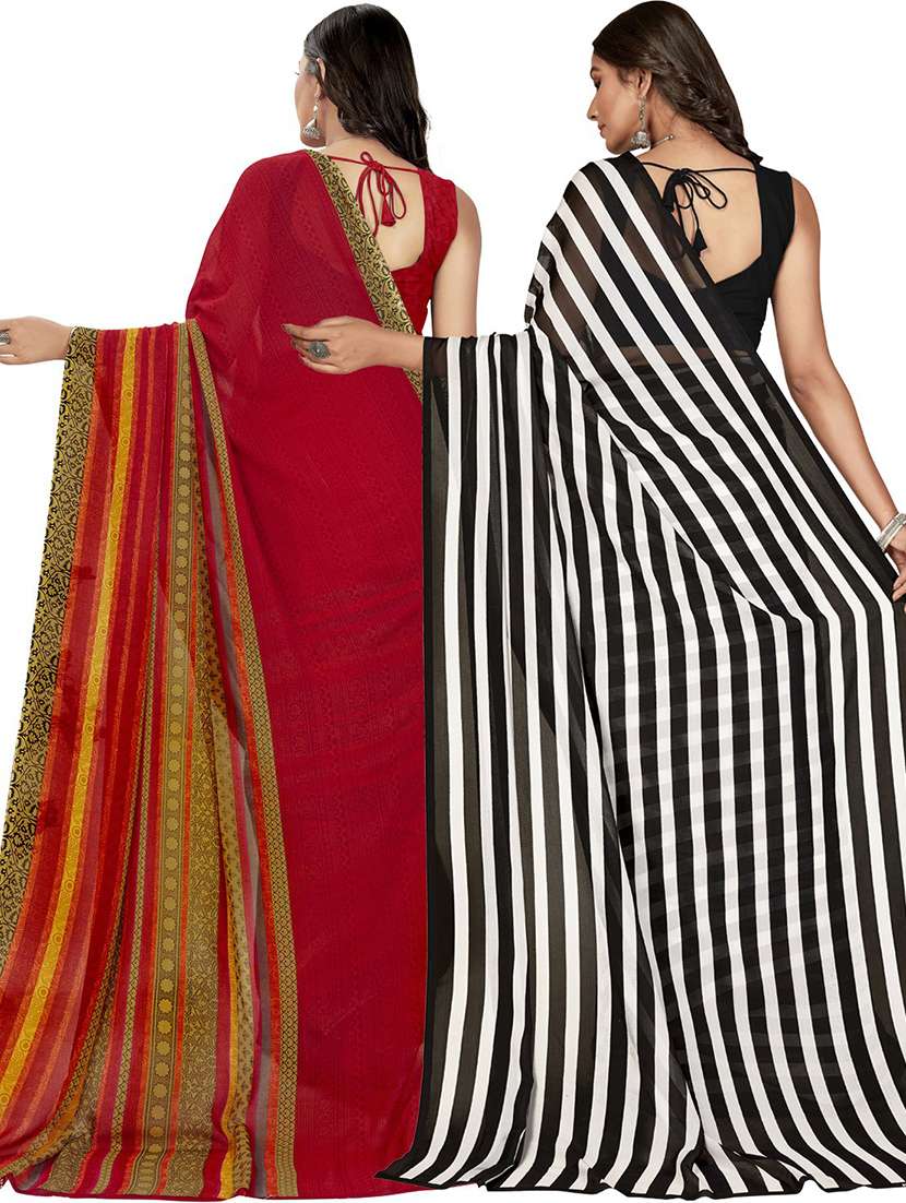 women pack of 2 casual wear combo sarees with blouse - 21414563 -  Standard Image - 1