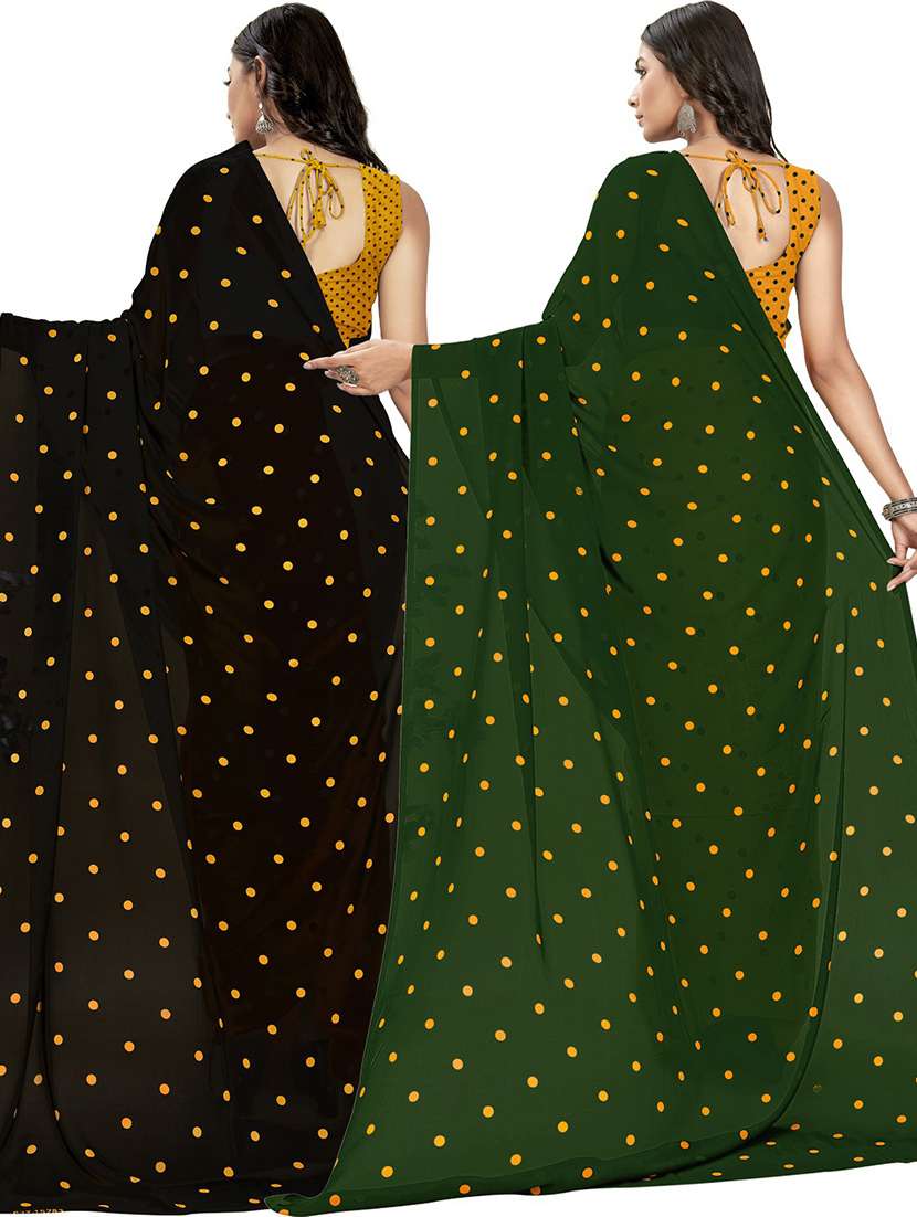 women pack of 2 casual wear combo sarees with blouse - 21414575 -  Standard Image - 1