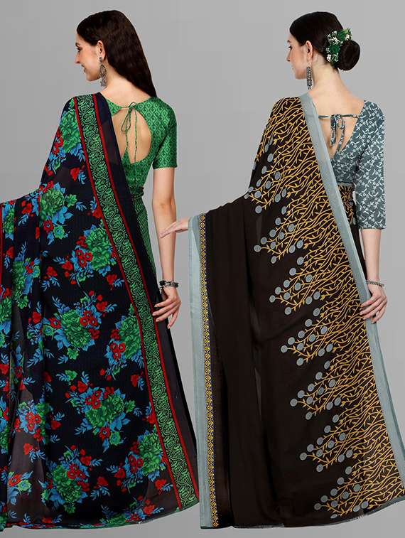 women pack of 2 casual wear combo sarees with blouse - 21414606 -  Standard Image - 1