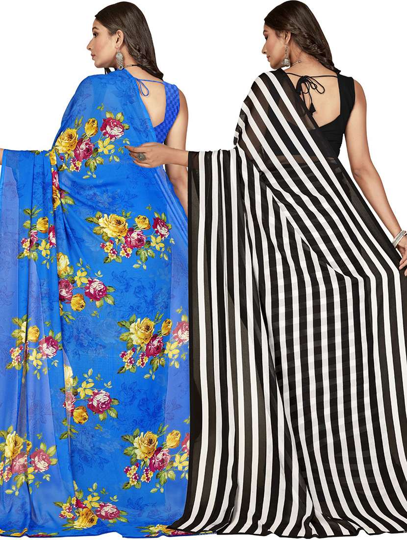 women pack of 2 casual wear combo sarees with blouse - 21414635 -  Standard Image - 1