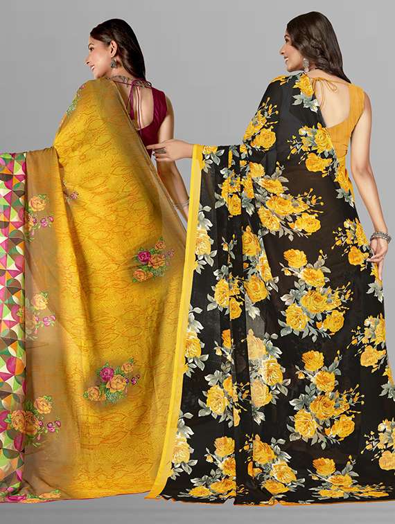 women pack of 2 casual wear combo sarees with blouse - 21414671 -  Standard Image - 1