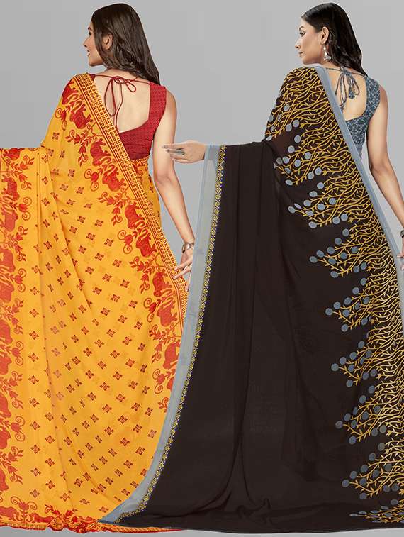 women pack of 2 casual wear combo sarees with blouse - 21414740 -  Standard Image - 1