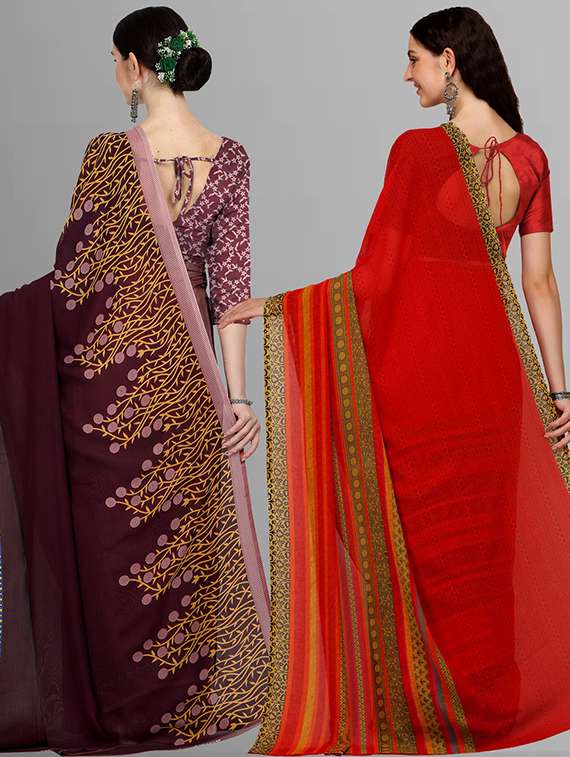 women pack of 2 casual wear combo sarees with blouse - 21414787 -  Standard Image - 1