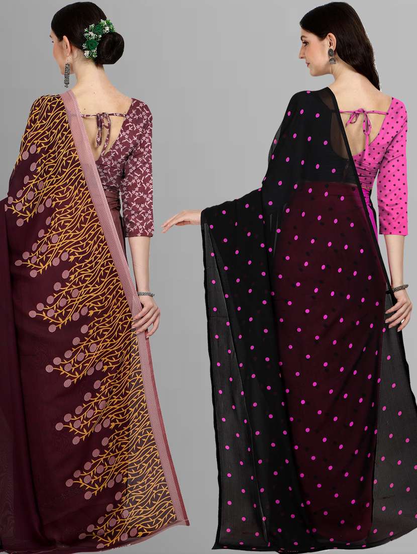women pack of 2 printed casual sarees with blouse - 21414947 -  Standard Image - 1