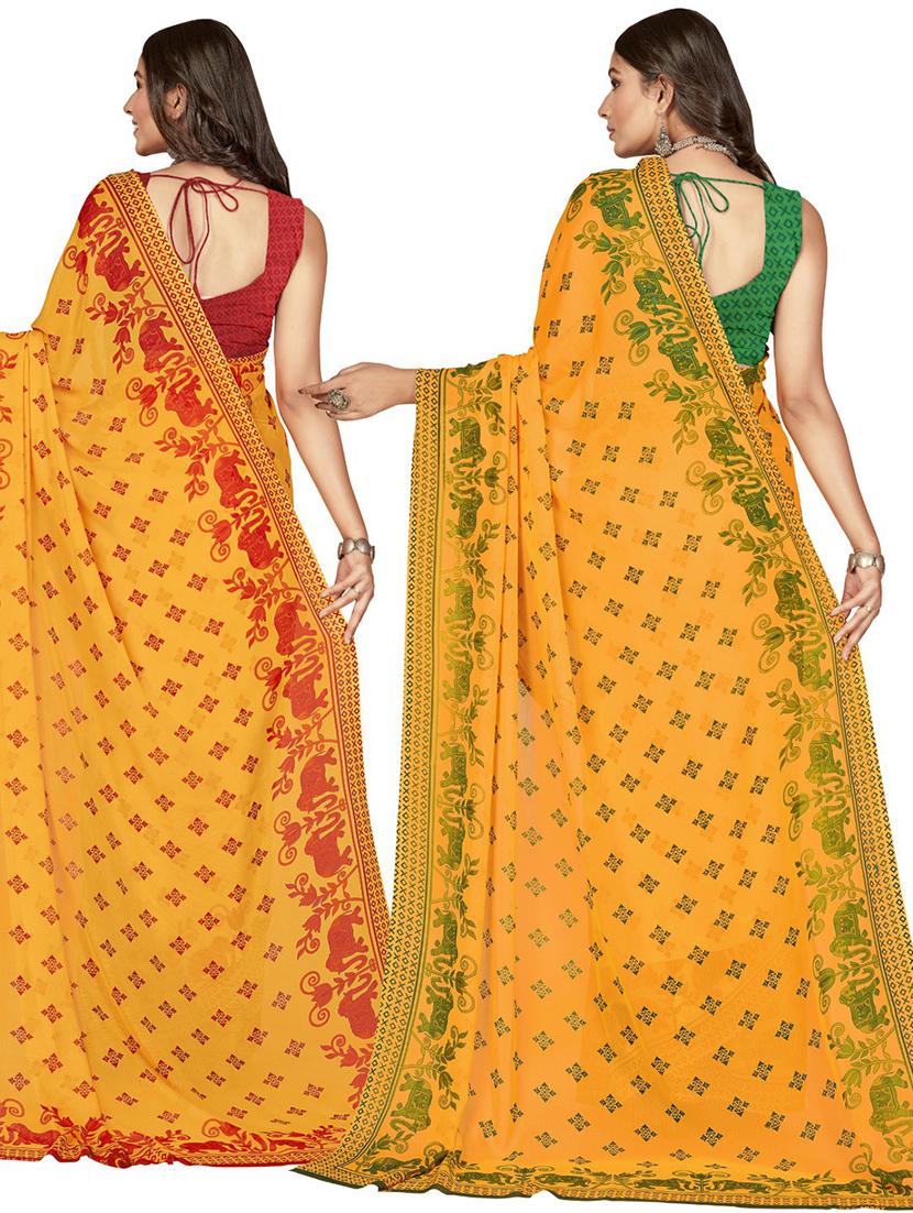 pack of 2 casual wear combo sarees with blouse - 21415012 -  Standard Image - 1