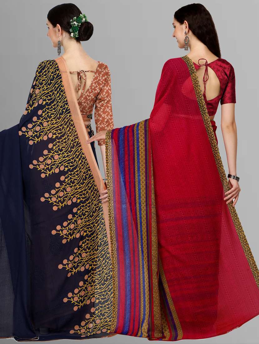 pack of 2 multi colored combo saree with blouse - 21415058 - Standard Image - 1