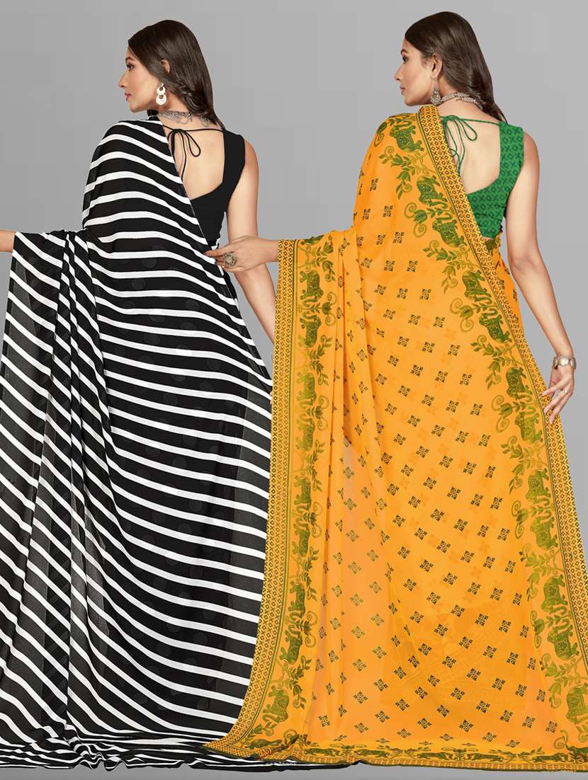 pack of 2 multi colored combo saree with blouse - 21415094 -  Standard Image - 1