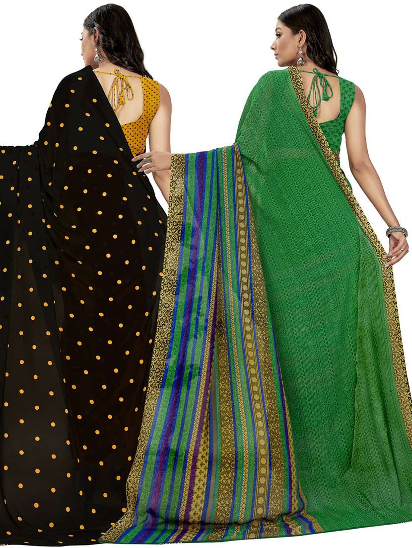 pack of 2 multi colored combo saree with blouse - 21415128 -  Standard Image - 1