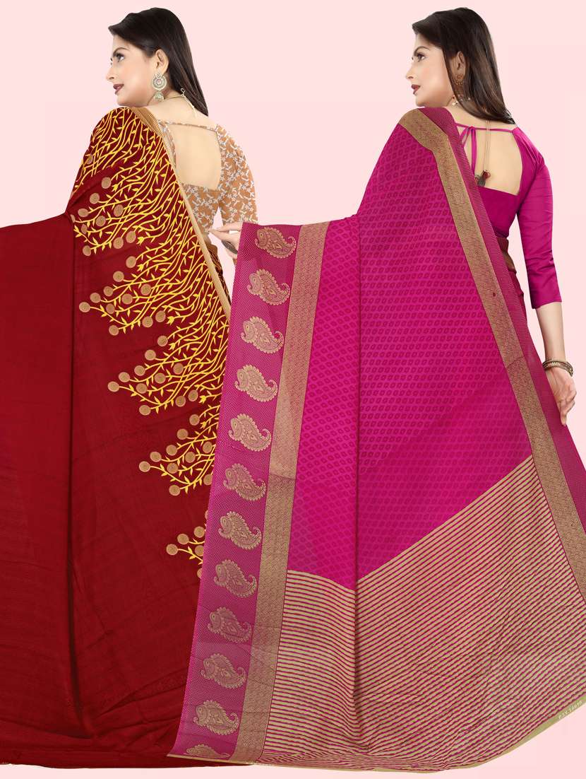 pack of 2 casual wear combo sarees with blouse - 21415265 -  Standard Image - 1