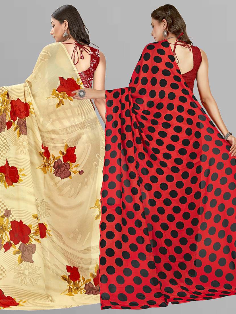 pack of 2 printed casual wear sarees with blouse - 21415451 -  Standard Image - 1