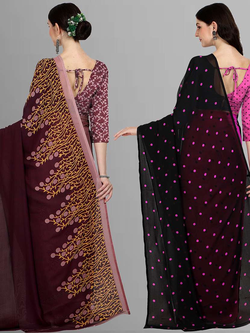 pack of 2 printed casual wear sarees with blouse - 21415471 -  Standard Image - 1