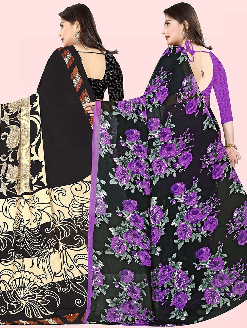 women pack of 2 casual wear sarees with blouse - 21415490 -  Standard Image - 1