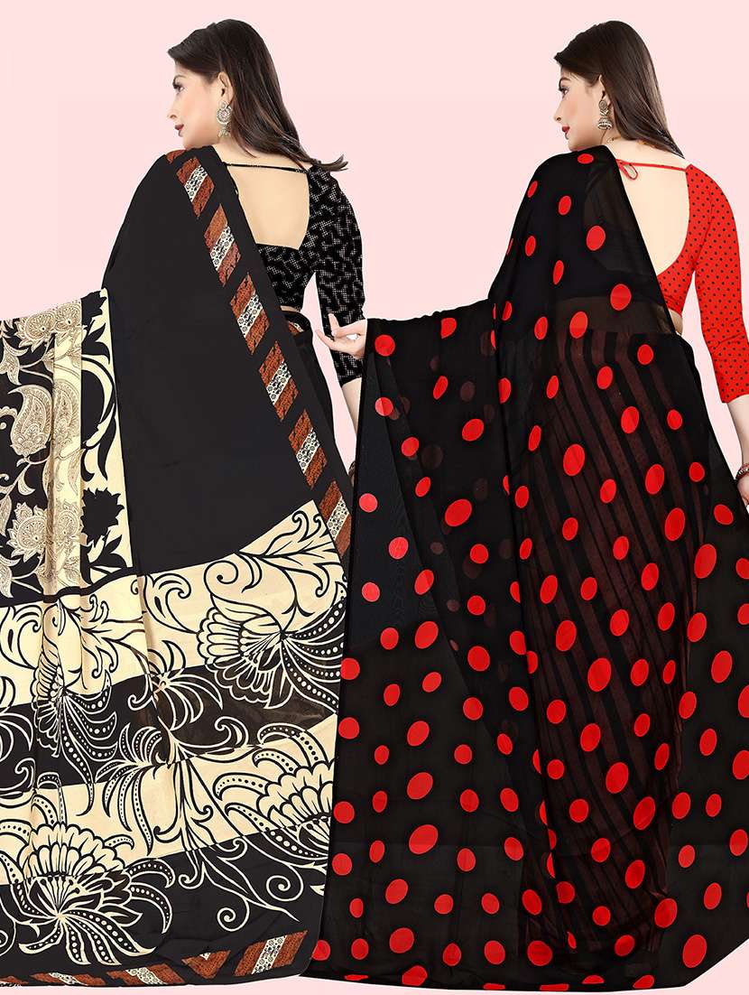 pack of 2 casual wear combo sarees with blouse - 21415492 -  Standard Image - 1