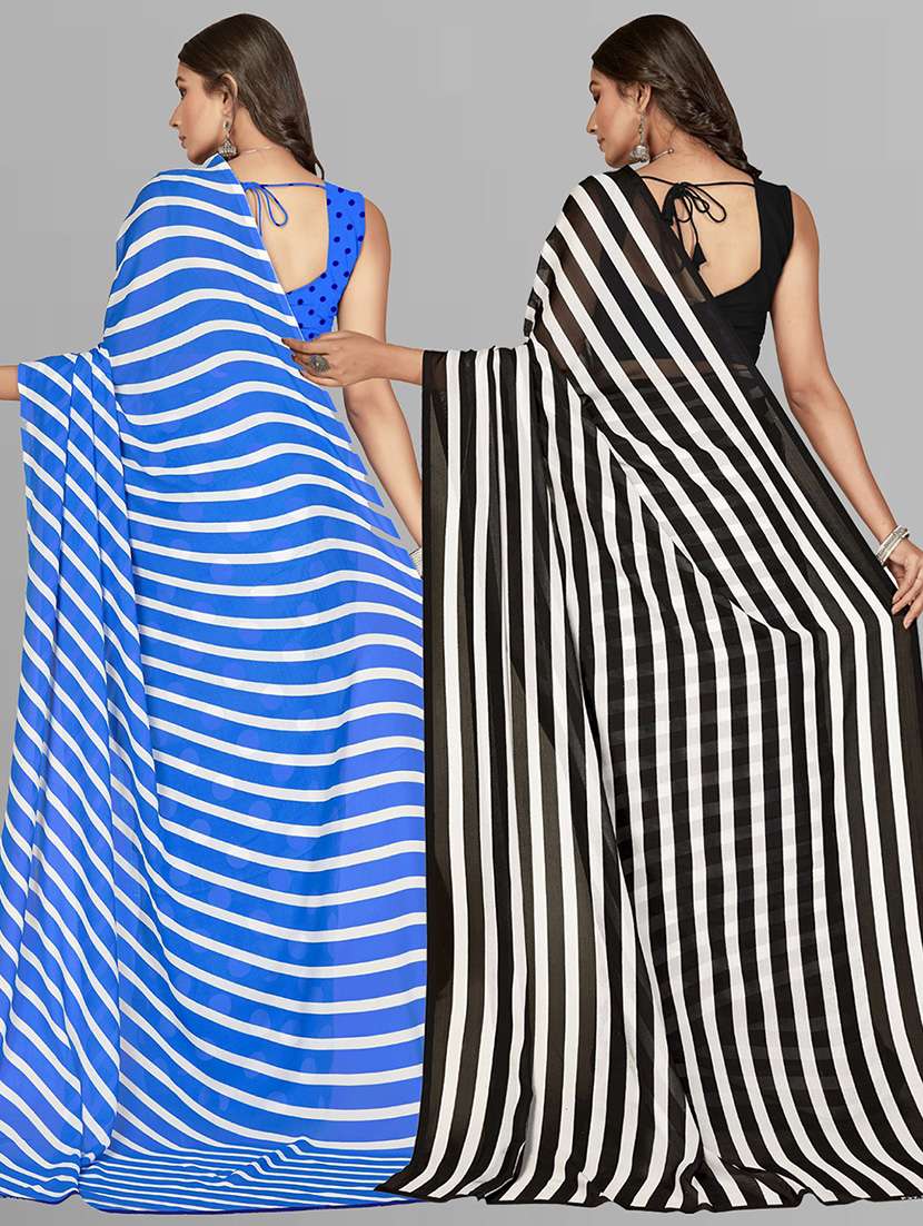pack of 2 casual wear combo sarees with blouse - 21415639 -  Standard Image - 1