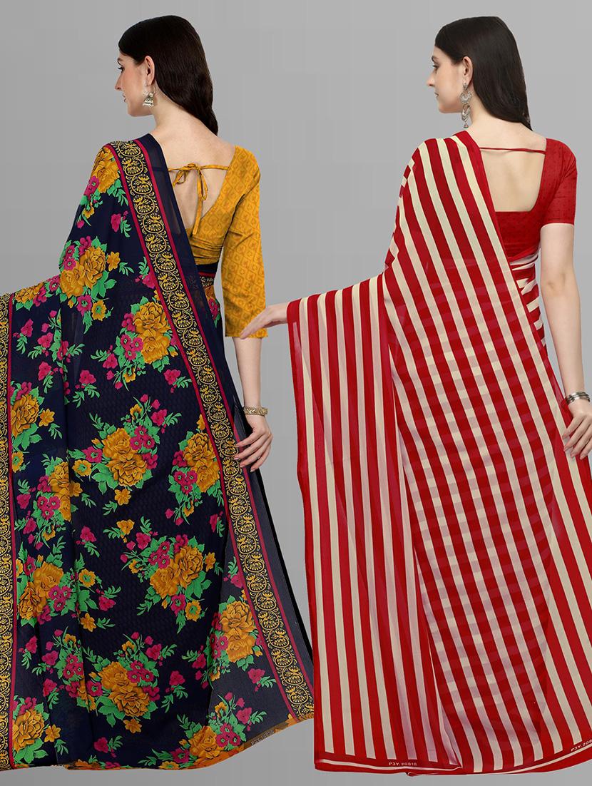 pack of 2 printed casual wear saree with blouse - 21415795 - Standard Image - 1