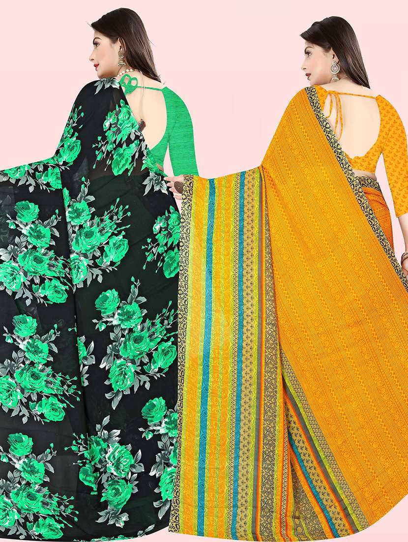 pack of 2 printed casual wear sarees with blouse - 21415804 -  Standard Image - 1