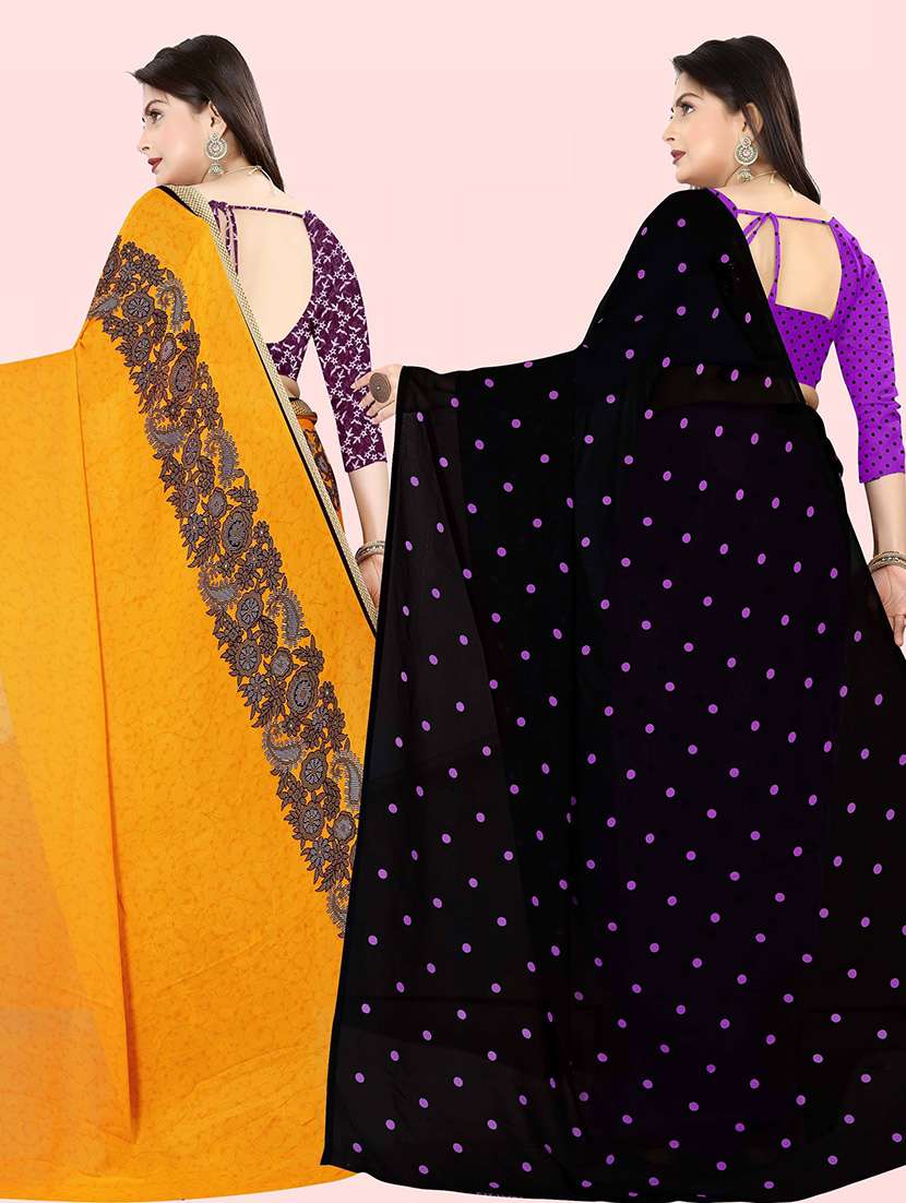 pack of 2 casual wear combo sarees with blouse - 21415807 -  Standard Image - 1
