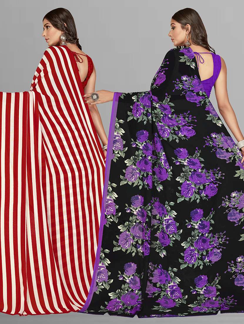 pack of 2 women printed sarees with blouse - 21415832 - Standard Image - 1