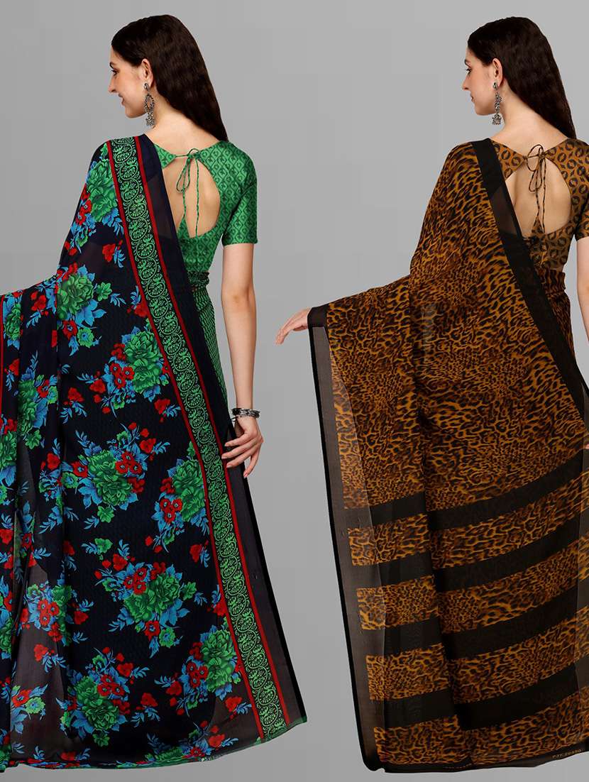 pack of 2 printed casual wear sarees with blouse - 21416010 -  Standard Image - 1