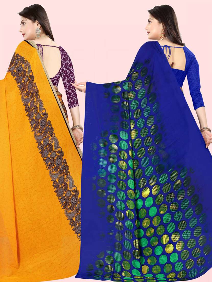 pack of 2 printed casual wear sarees with blouse - 21416196 -  Standard Image - 1