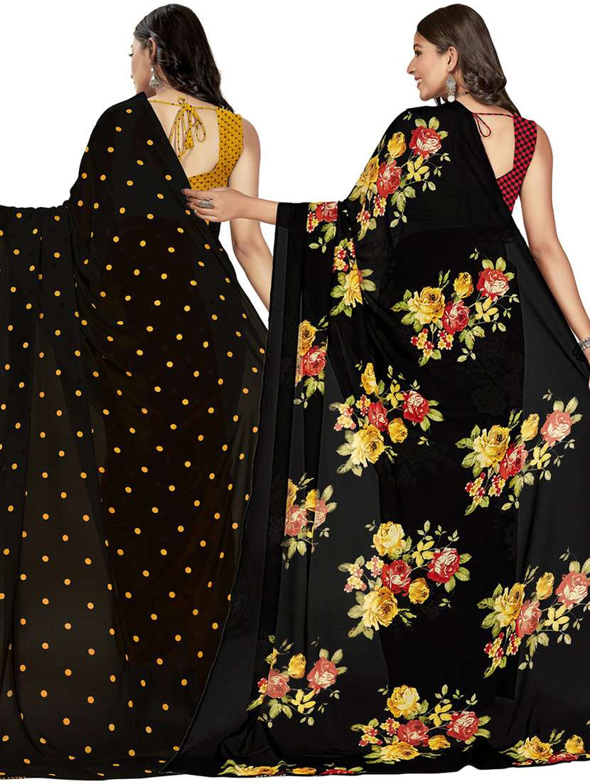 pack of 2 printed sarees with blouse - 21416313 -  Standard Image - 1