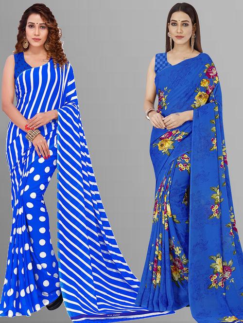 women pack of 2 casual wear sarees with blouse - 21416355 -  Standard Image - 0