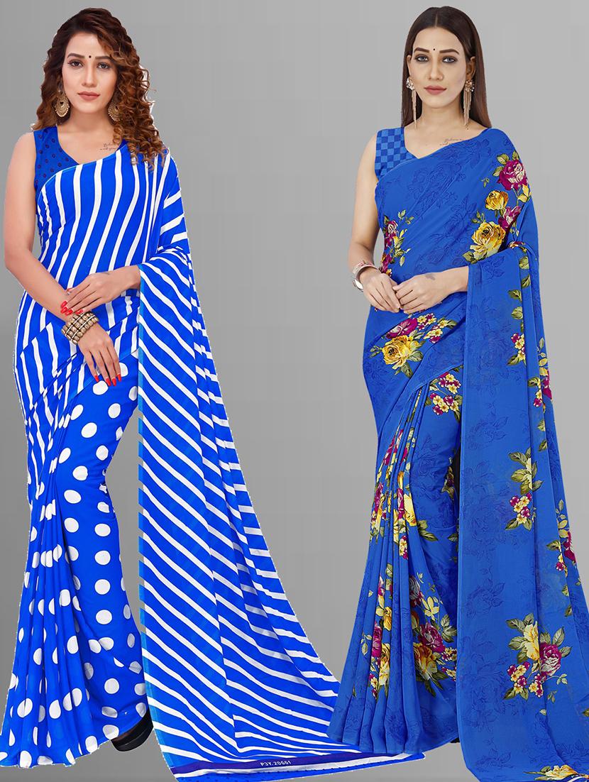 women pack of 2 casual wear sarees with blouse - 21416355 -  Zoom Image - 0