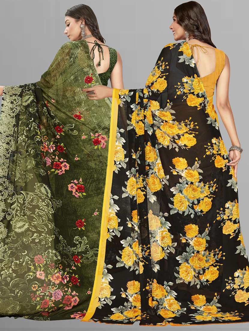 pack of 2 printed casual wear sarees with blouse - 21416356 -  Standard Image - 1