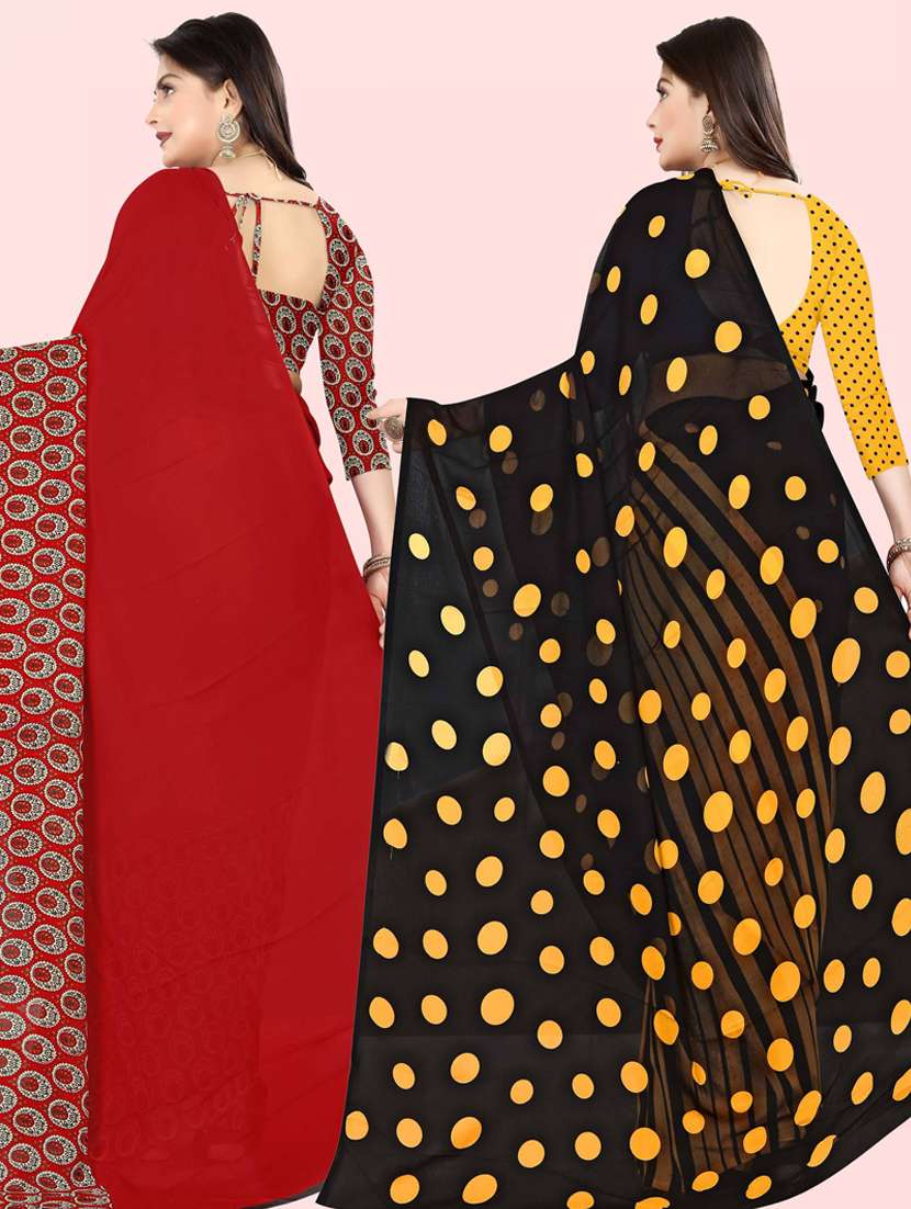 pack of 2 casual wear combo sarees with blouse - 21416597 -  Standard Image - 1