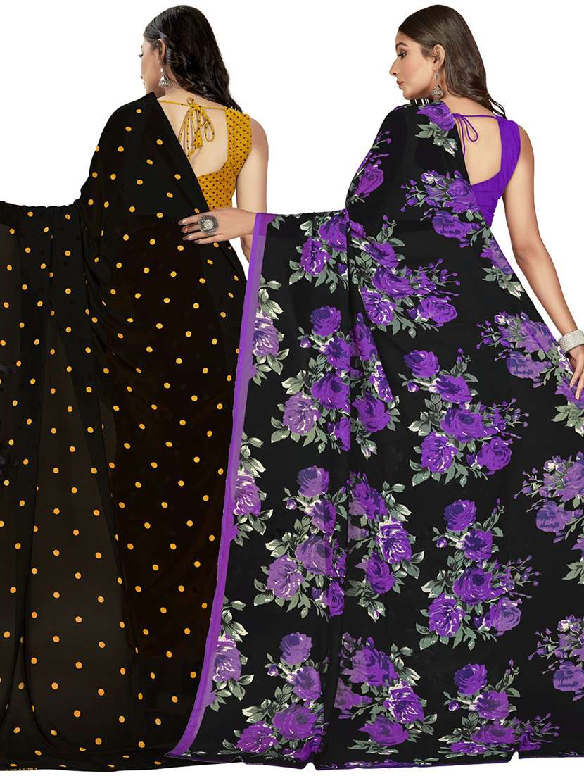 women pack of 2 casual wear combo sarees with blouse - 21416644 -  Standard Image - 1