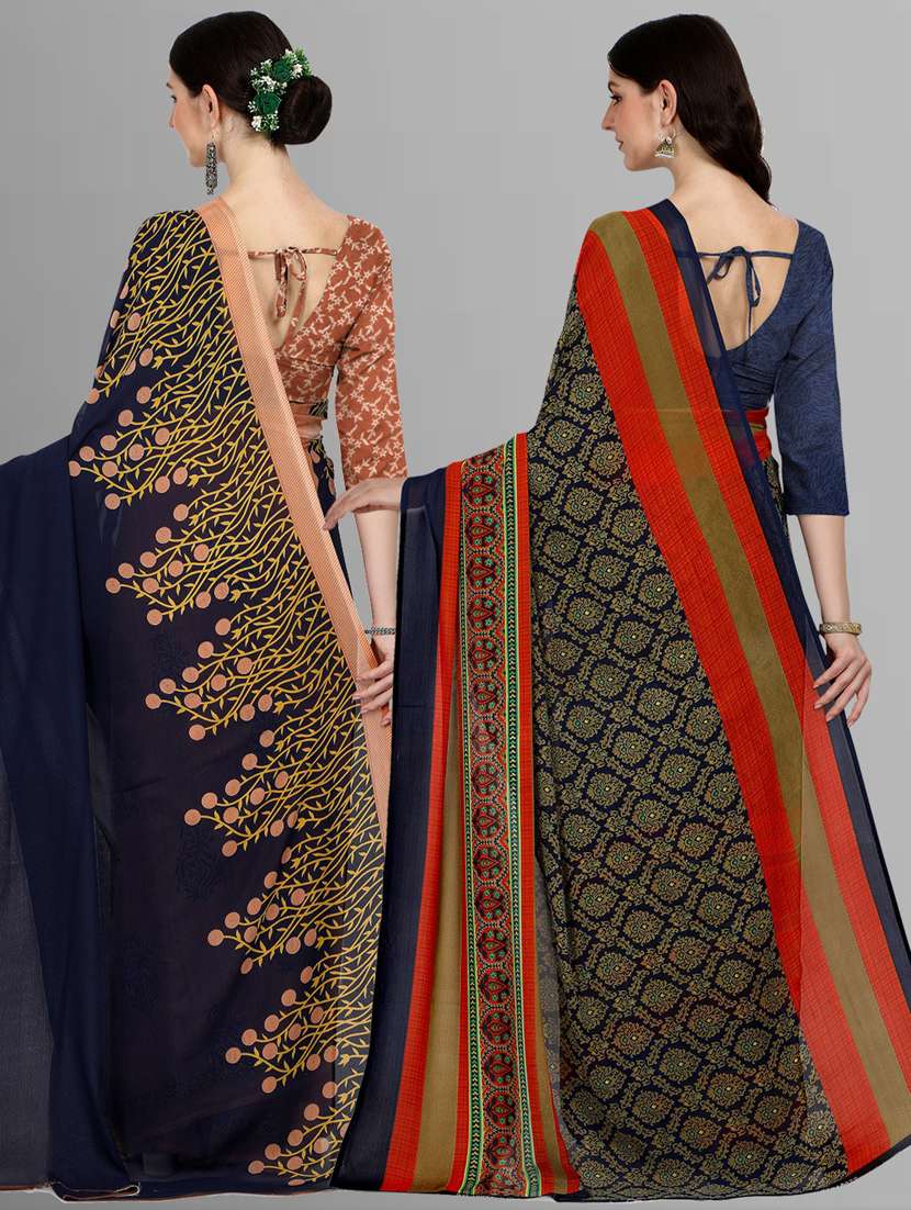  women pack of 2 casual wear combo sarees with blouse - 21416648 -  Standard Image - 1
