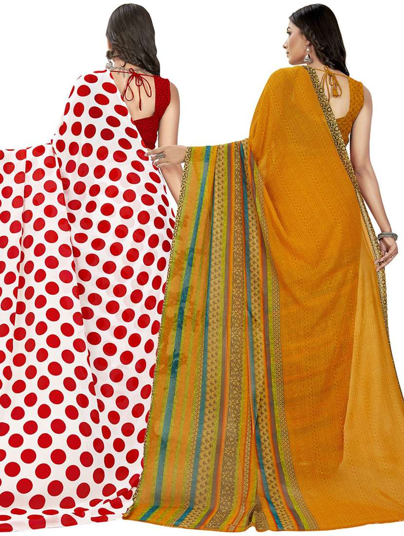  women pack of 2 casual wear combo sarees with blouse - 21416873 -  Standard Image - 1