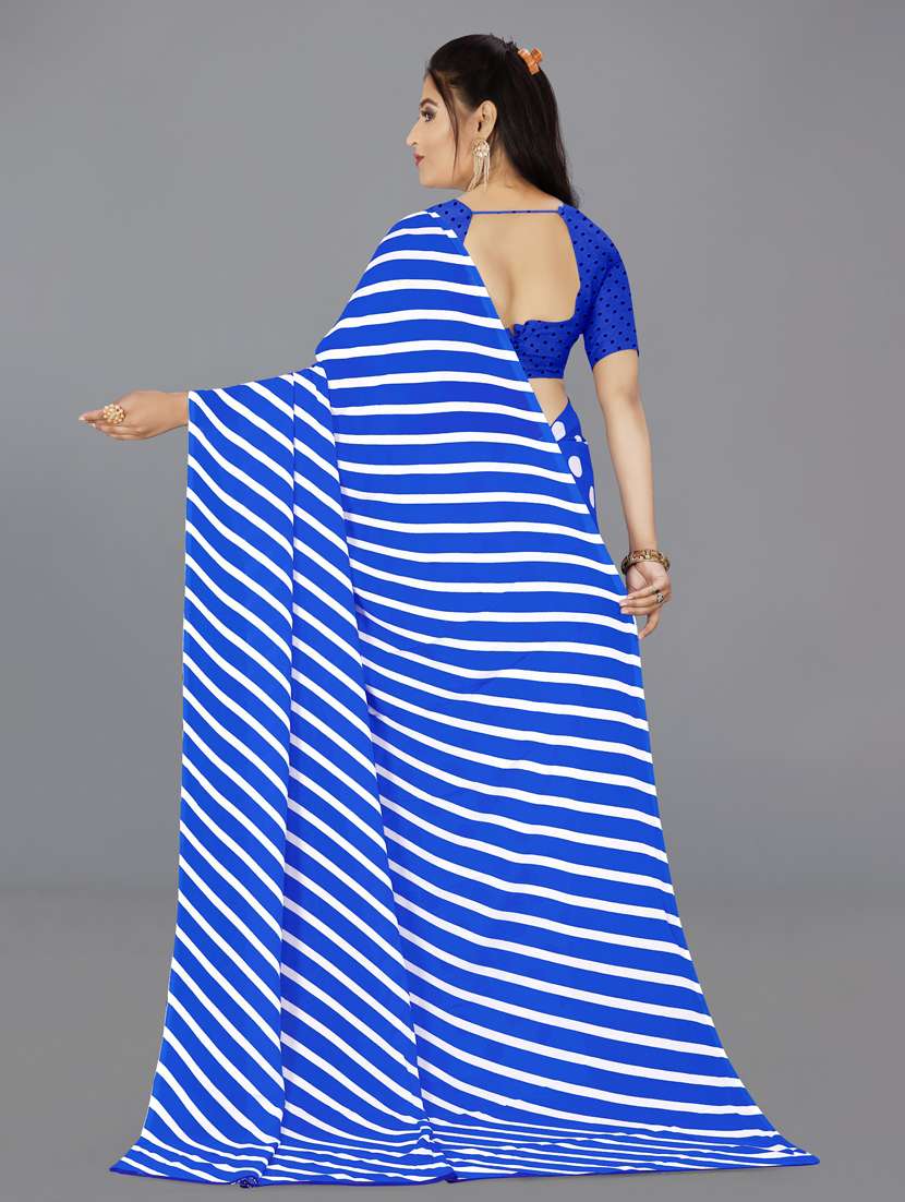 women blue printed saree with blouse - 21417222 -  Standard Image - 1