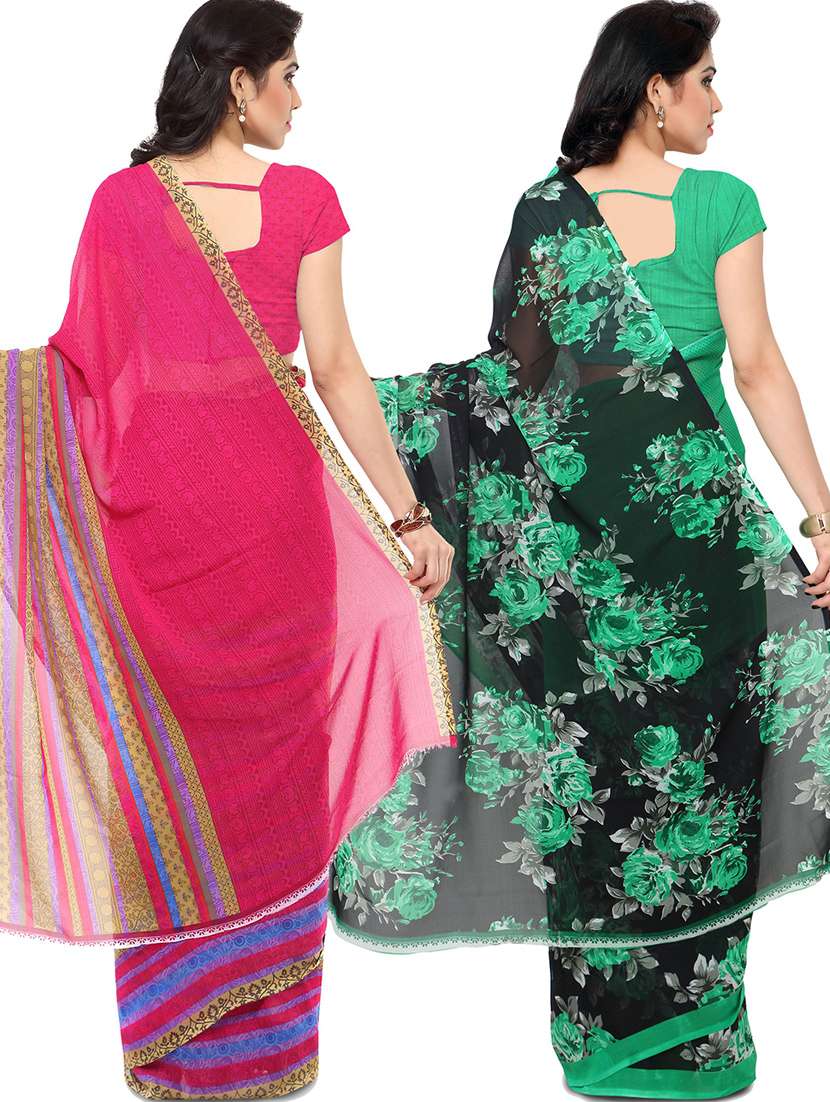 women pack of 2 casual wear combo sarees with blouse - 21417470 -  Standard Image - 1
