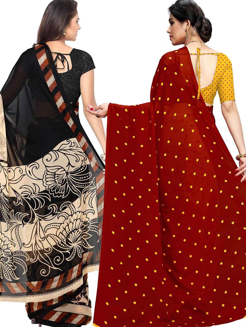 women pack of 2 casual wear combo sarees with blouse - 21417631 -  Standard Image - 1