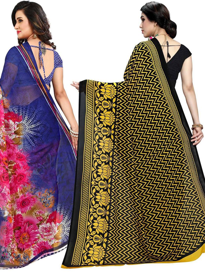 women pack of 2 casual wear combo sarees with blouse - 21417742 - Standard Image - 1