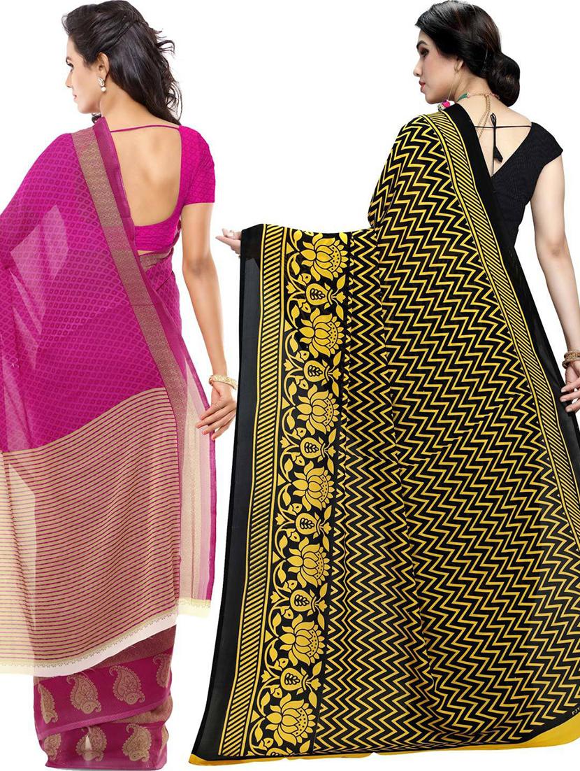 women pack of 2 casual wear combo sarees with blouse - 21417747 - Standard Image - 1