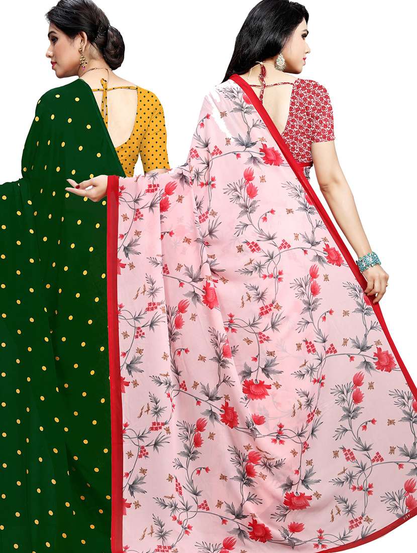 women pack of 2 casual wear combo sarees with blouse - 21417905 -  Standard Image - 1