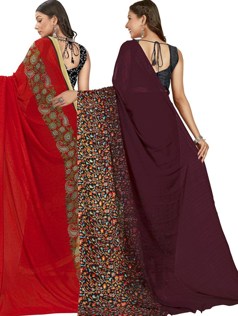 women pack of 2 casual wear combo sarees with blouse - 21417913 - Standard Image - 1