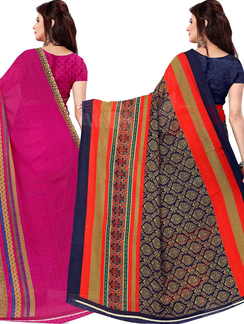 women pack of 2 casual wear combo sarees with blouse - 21417934 -  Standard Image - 1