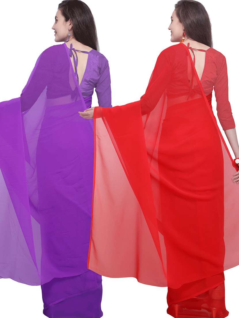 women pack of 2 casual wear combo sarees with blouse - 21418058 -  Standard Image - 1