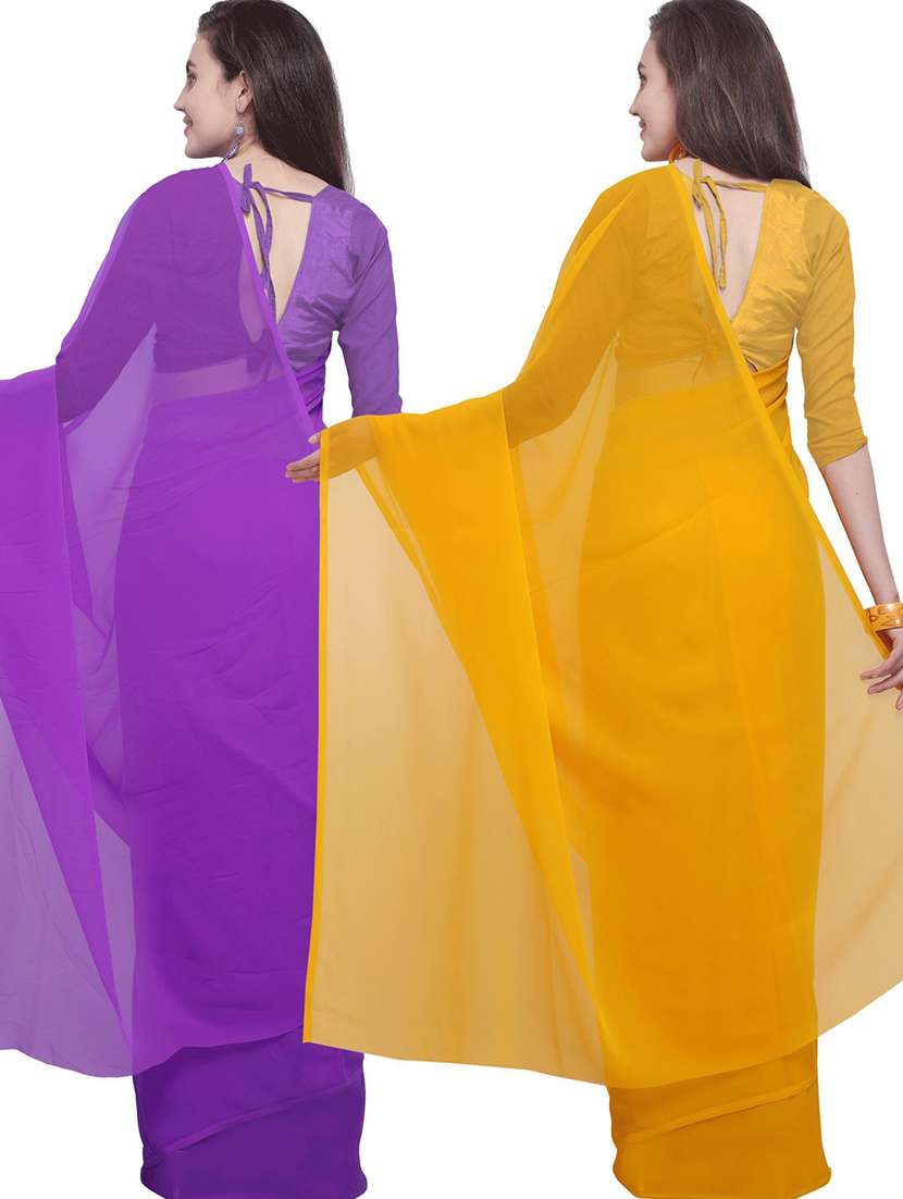 women pack of 2 casual wear combo sarees with blouse - 21418353 -  Standard Image - 1