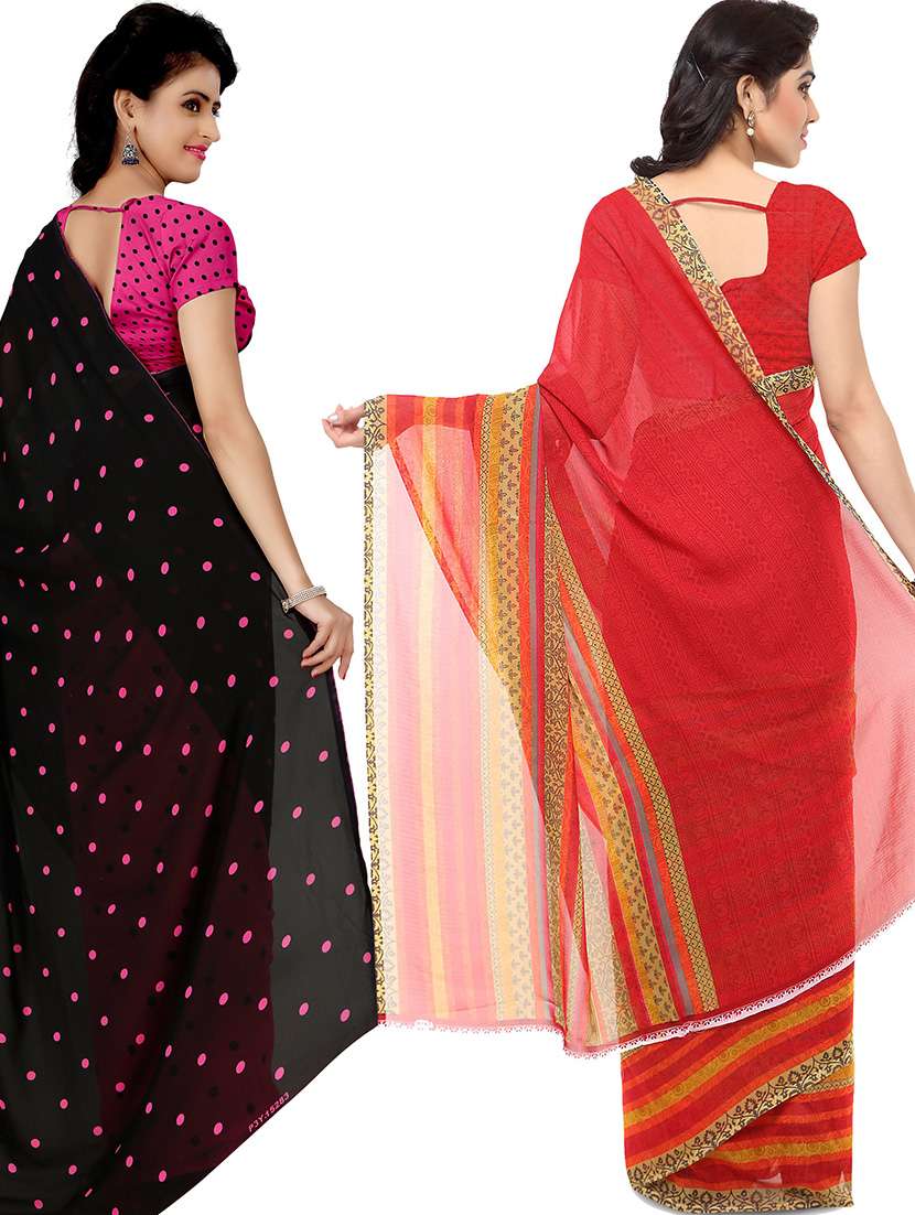 pack of 2 printed casual wear saree with blouse - 21418473 -  Standard Image - 1